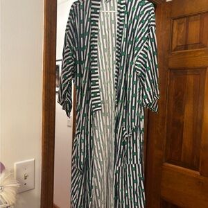 Highway Robery Striped Green Blue and White Kimono Robe
